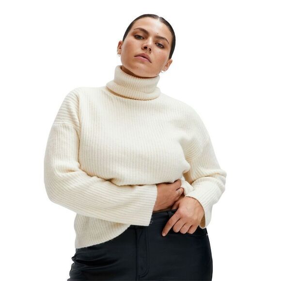 S1 H&M Cream Oversized Turtleneck Fuzzy Sweater‎ Size Small - Picture 1 of 7